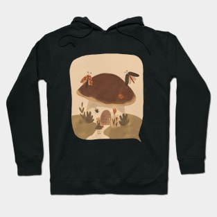 Girl on a mushroom hunt illustration in warm colors Hoodie